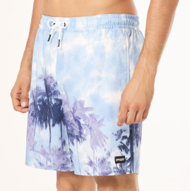 PÁNSKÉ PLAVECKÉ ŠORTKY - OAKLEY CANARY PALMS RC 18 BEACHSHORT - PALMS CLOUDS LIGHT BLUE FOA405399-9YQ-L